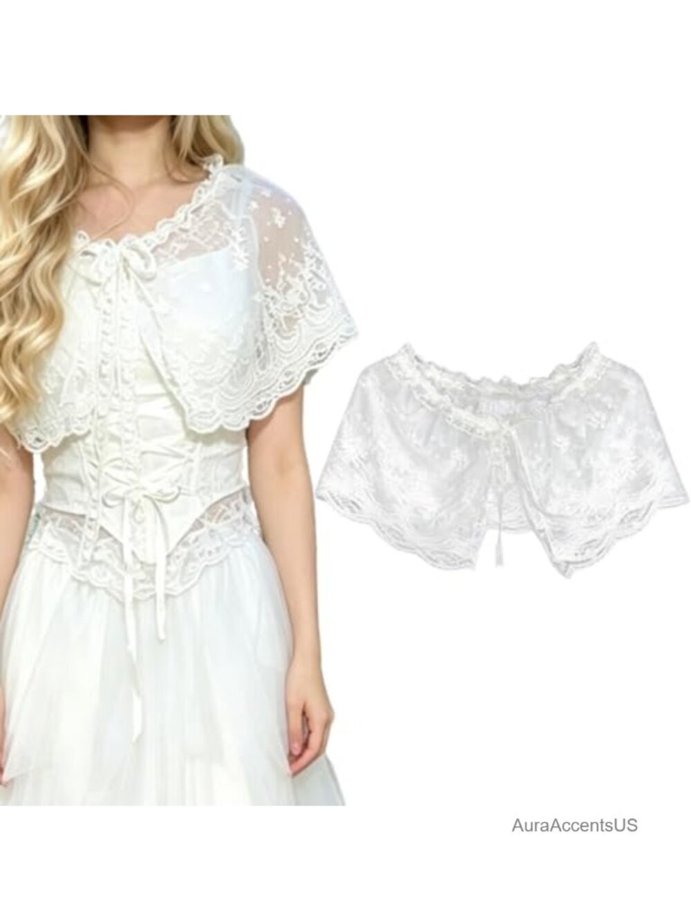 Lace Shawl Wrap Women's Bridal Cape Vintage 1920s Lolita Wedding Costume